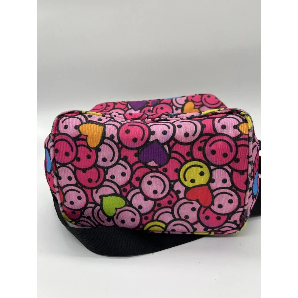 Betsey Johnson Smiley Face Hearts Lunch Bag Pink Kids Insulated Strap Novelty